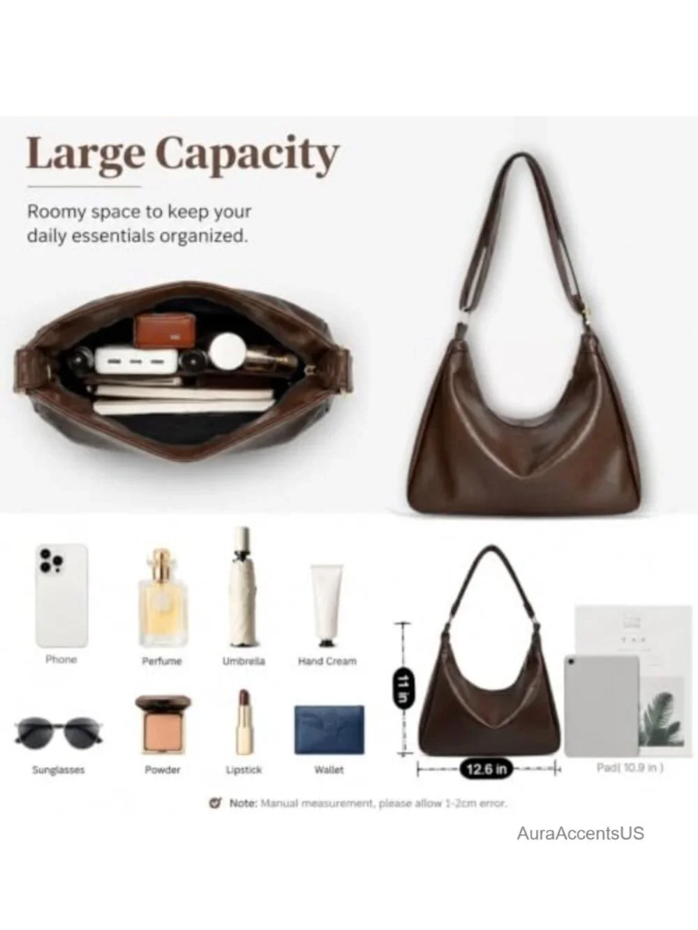 Ultra Soft Vegan Leather Hobo Bag for Women, Slouchy Shoulder Tote with